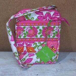 Vera Bradley Pink and Green Quilted Crossbody Bag